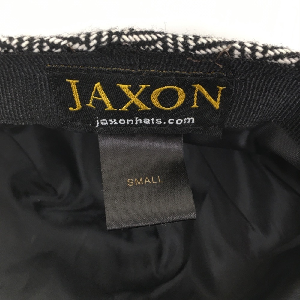 Jaxon Men’s Newsboy Wool Herringbone Cap Flat Hat Black White Size Small - Picture 8 of 10